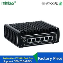 6 Ethernet LAN fanless pfsense Mini PC Intel Skylake core i3 7100u DDR4 ram AES-NI linux server firewall computer for windows 10