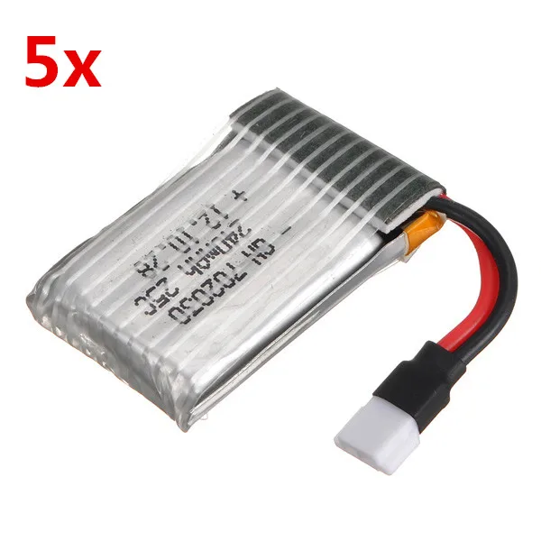 

5pcs 3.7V 240mAh 25C Lipo Battery For Eachine E20 Hubsan X4 H107L H107C U816A V252 Upgraded Syma X5C H5C X5 X5SC RC Quadcopter