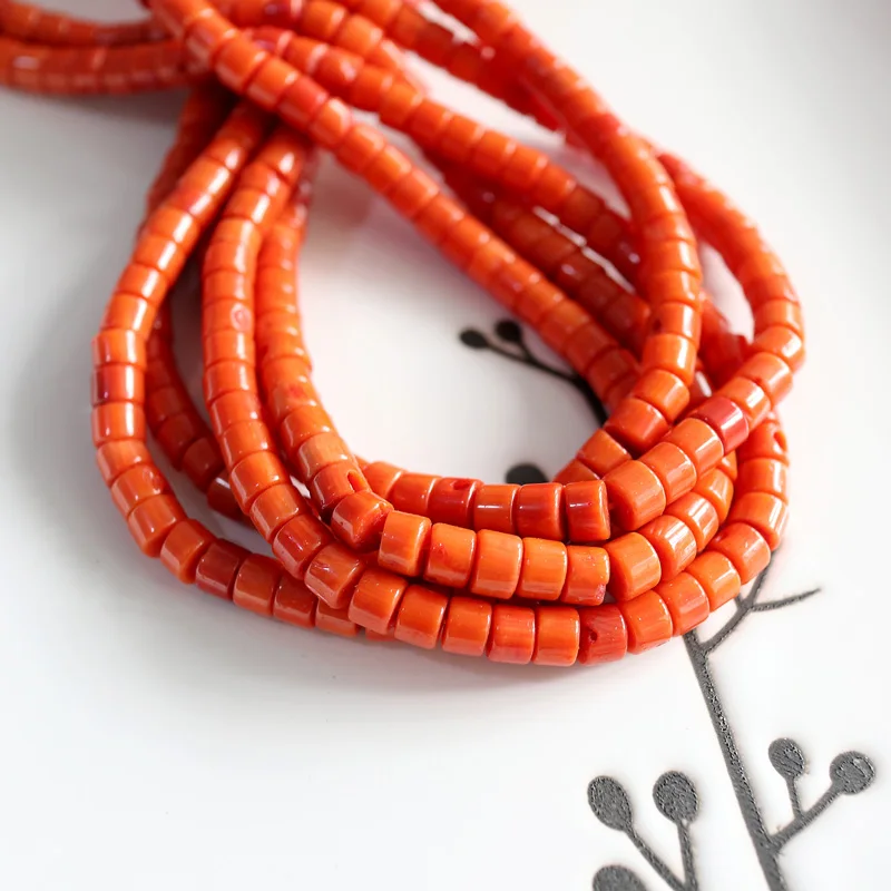 

wholesale 14.5/38cm Italian natural dyed red coral loose beads disc diy making jewelry DIY for women