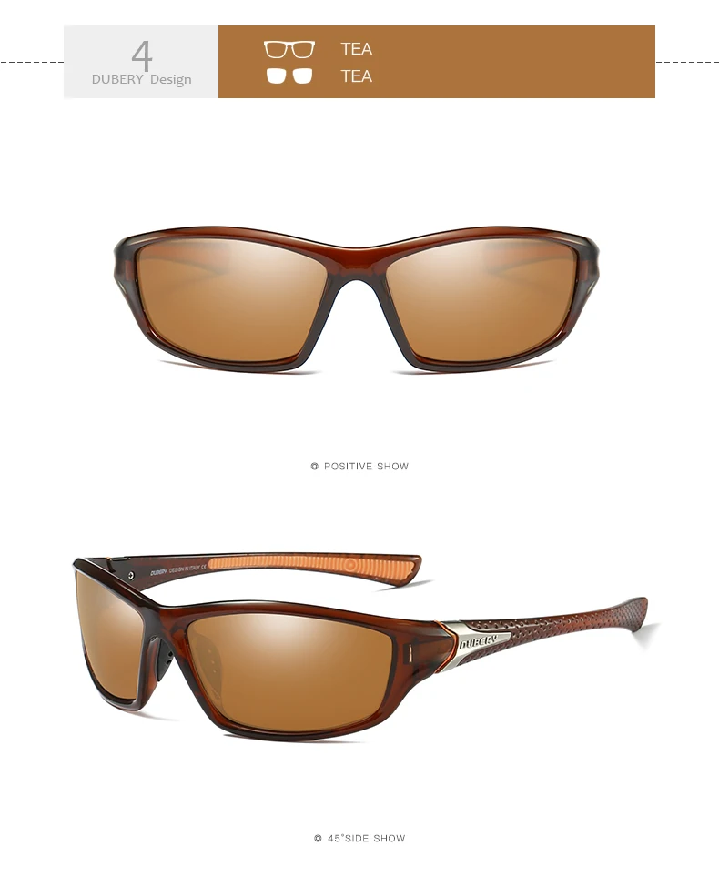 DUBERY Поляризационные солнечные очки ночного видения Для мужчин вождения солнцезащитные очки для мужчин квадратный спортивные фирменные