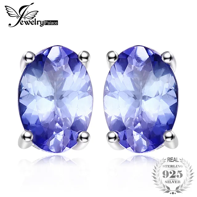 Jewelrypalace Solid 925 Sterling Silver 1ct Natural Tanzanite Stud Jewelrypalace Solid 925 Sterling Silver 1ct Natural Tanzanite Stud Earrings For Women Fashion Blue Oval Cut