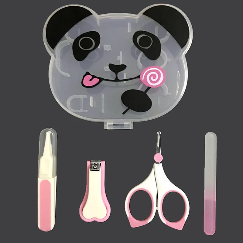 4 Pcs Baby Manicure Set Plastic Stainless Steel Nail Clippers Scissor