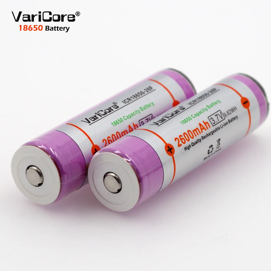 varicore Защищенный 18650 3,7 в 2600 мАч перезаряжаемые батареи ICR18650-26FM промышленного использования