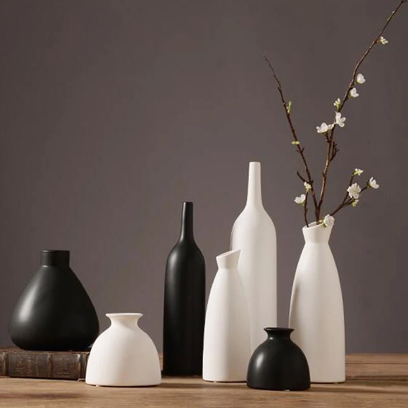 

Creative ceramic vases Black/white Minimalism Porcelain tabletop flower vase arts and crafts home decoration accessories modern