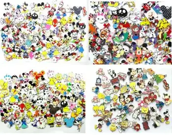 

100pcs cartoon mickey minnie mix Enamel Metal Charm necklace Pendants DIY Jewelry Making Party Favors