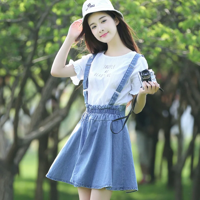 Denim Sundress Denim Dress Women Party Dresses Brazil 2018 Summer Korean Lolita Vestidos Ukraine Robe Femme Vestido Jeans Skater