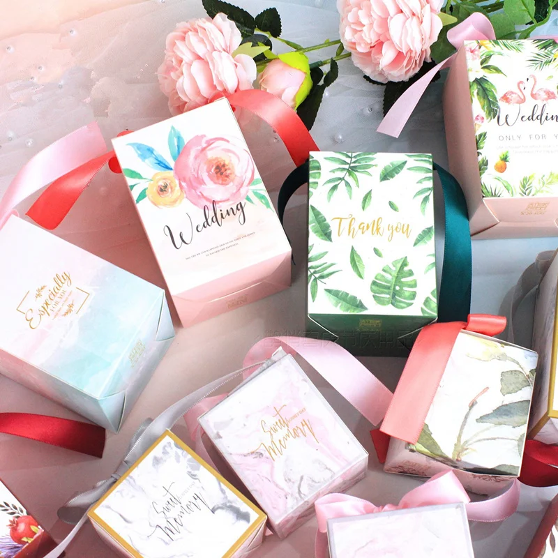 

20pcs Candy Box Wedding Favors and Gifts Boxes With Ribbons candy Bags for Guests Wedding Decoration Baby Shower Party Supplies