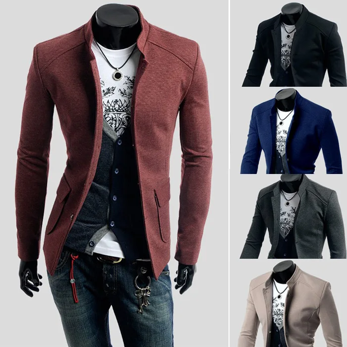 Mens Fashion Business Blazer Slim Fit Jacket Casual Suits ...