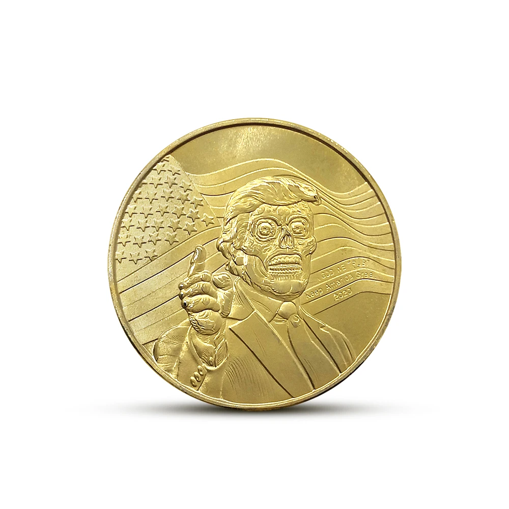 Монета с черепом US Challenge Coins Дональд Трамп значок Золотая Серебряная монета