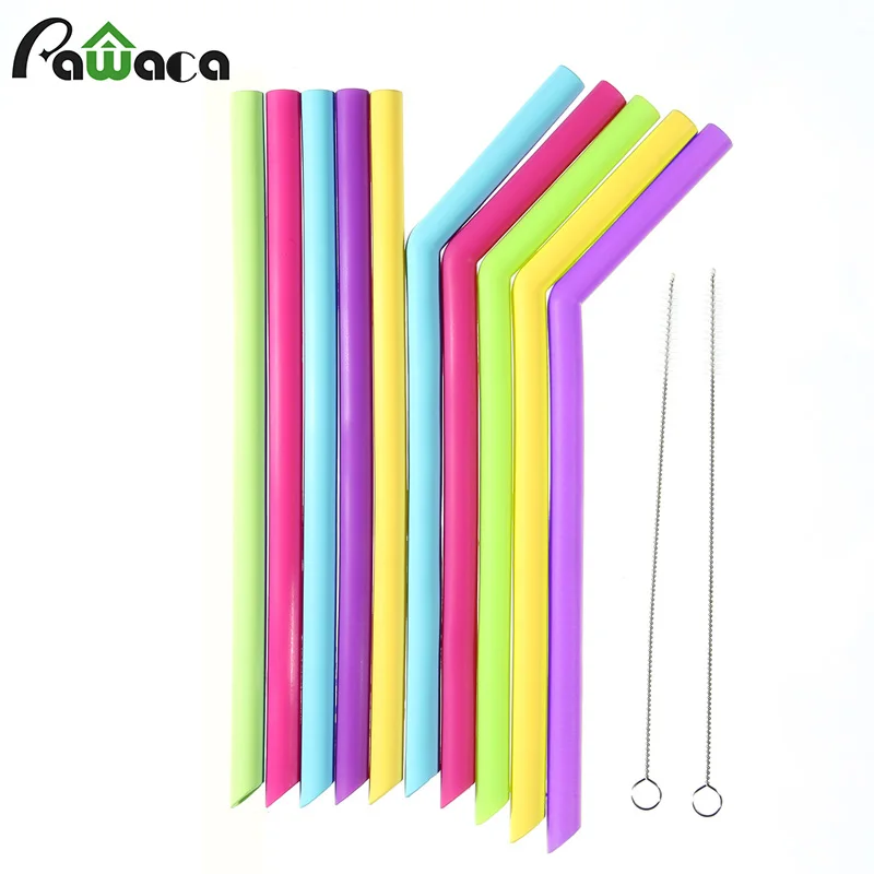 

12pcs/6pcs Reusable Silicone Drinking Straws Extra Long Flexible Straws with Cleaning Brushes for 20oz 30 oz Tumblers Party