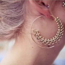 Модные серьги в этническом стиле в богемном стиле, Золотое кольцо, серьги для женщин, массивные серьги, вечерние ювелирные изделия E0450