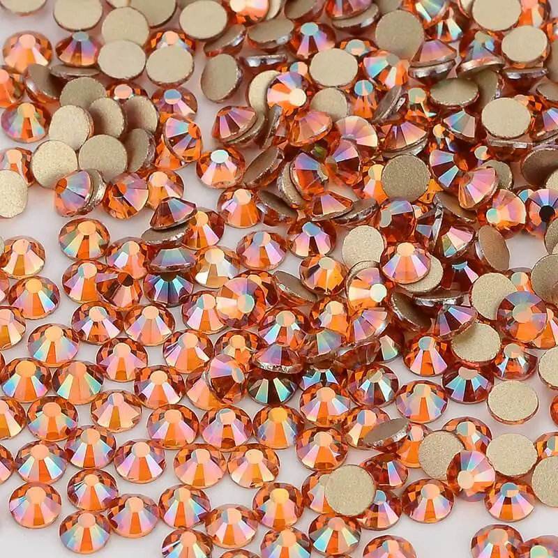 

Amber Crystal Golden Back FlatBack Glass Rhinestones Non-HotFix Nail Art Crystal Decorations Flat Back Rhinestones Crystal