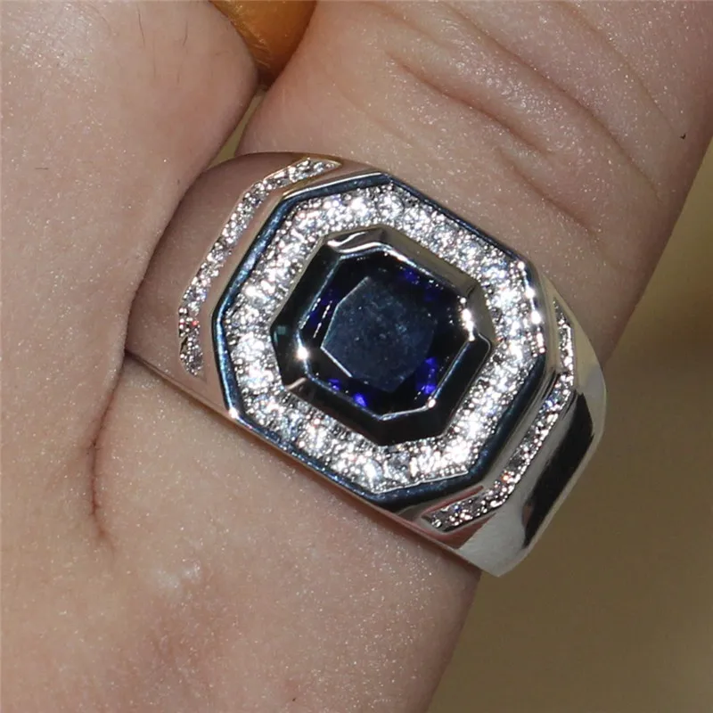 choucong Jewelry Size 8,9,10,11,12,13 Men's Luxury Silver Blue 5a Zircon Stone Rings Engagement Wedding Band ring boys