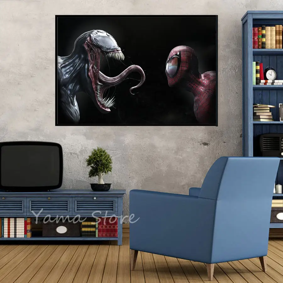 

S2386 Venom Spiderman Faceoff Hot Comic Superhero Wall Art Painting Print On Silk Canvas Poster Home Decoration