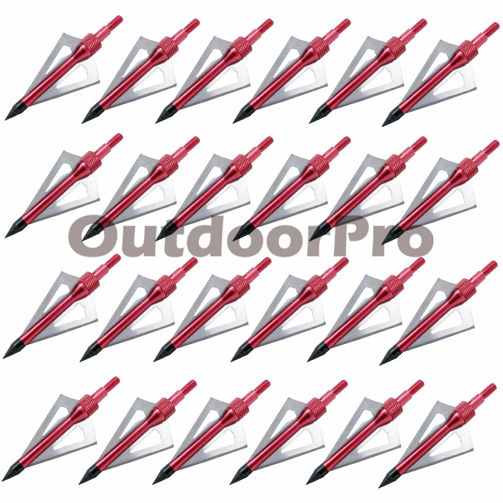 24PCS Outdoor 100 Grain Hunting Red Broadheads Archery Arrowhead