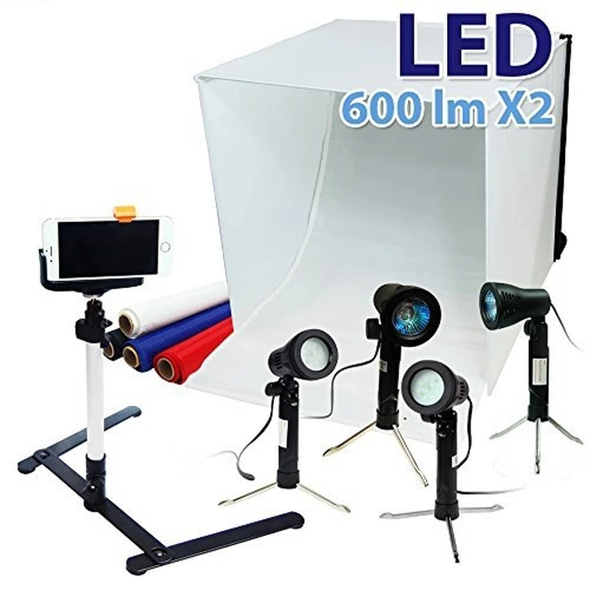 Fosoto 24" Folding Photo Box Tent LED Light Table Top Photography