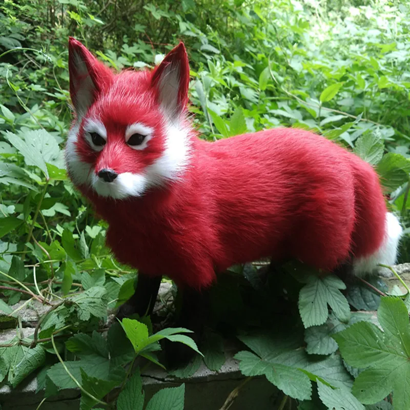 Моделирование red fox игрушка Ремесленная lifelike стоя Firefox кукла подарок около 35x22 см