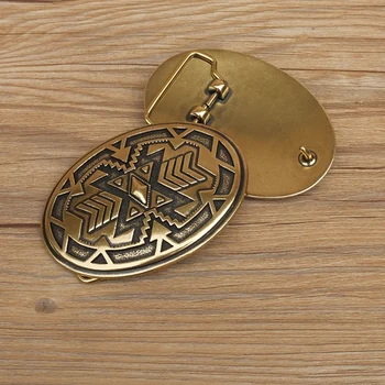

DIY Leather Craft Hardware Western Style Plate Buckle Belt Antique Brass Finish