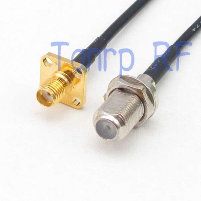 

6in F female jack to SMA female with 4 hole panel RF connector adapter 15CM Pigtail coaxial jumper cable RG174 extension cord