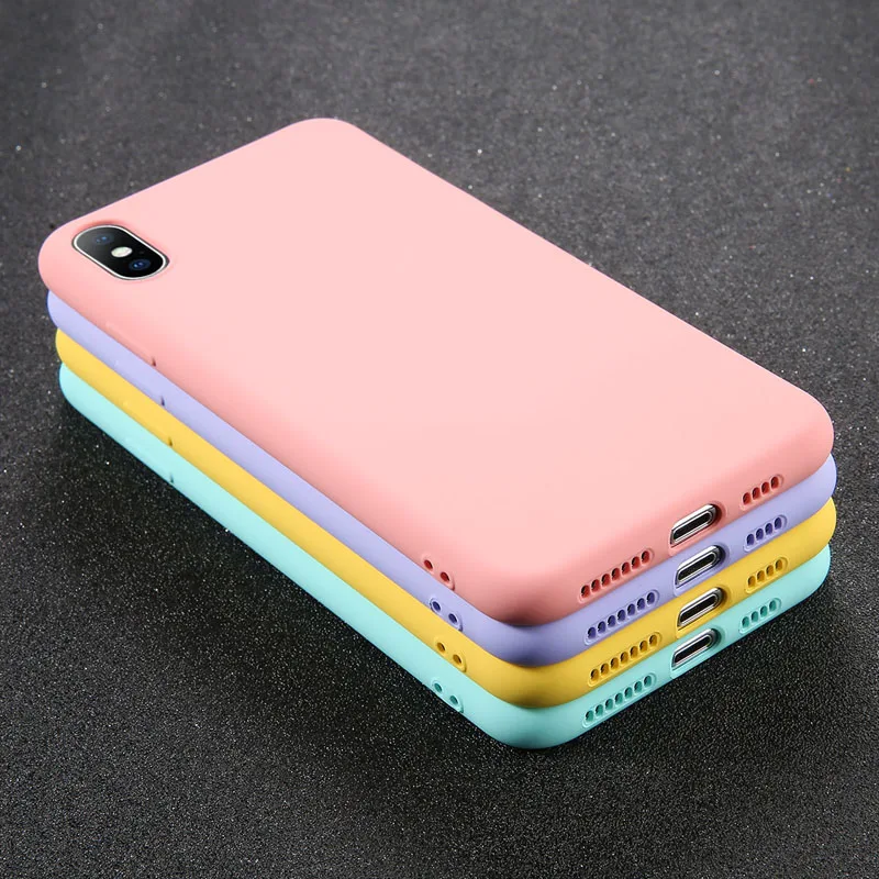 USLION Silicone Solid Color Case for iPhone XS 11 Pro MAX XR X XS Max Candy Phone Cases for iPhone 11 7 6 6S 8 Plus Soft Cover