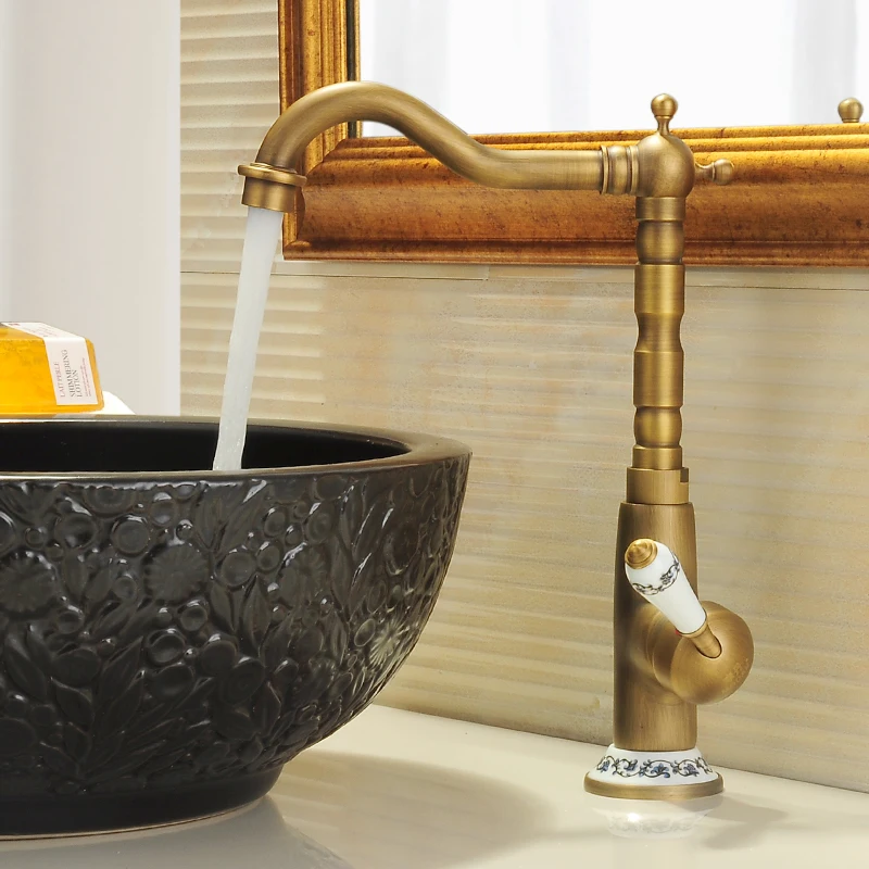 

Motan antique faucet on the stage of the basin and basin leading copper faucet style bathroom
