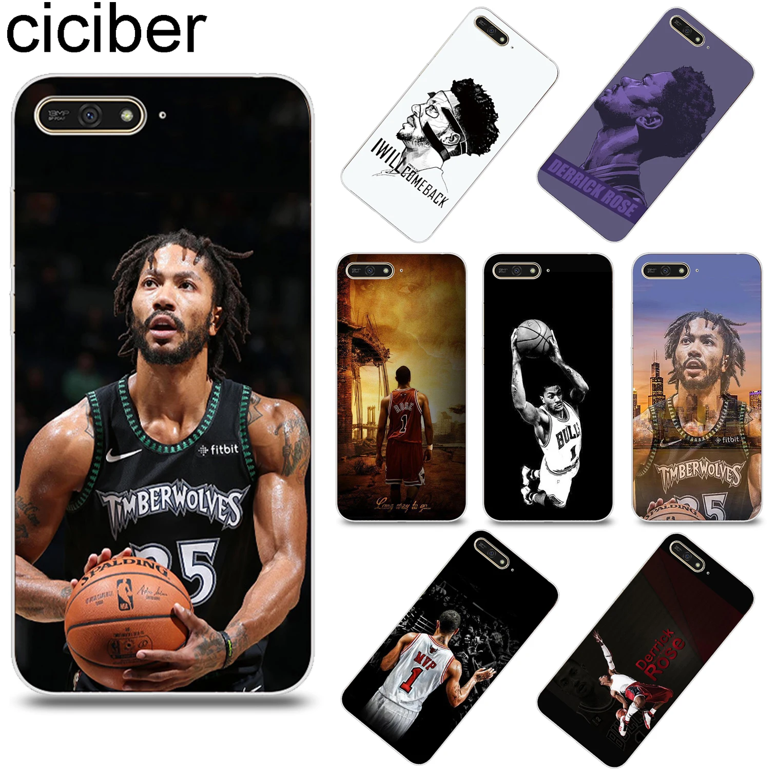 

ciciber Basketball Derrick Rose Cover for Huawei Y9 Y6 Y7 Y5 Y3 Prime Pro 2019 2018 2017 Soft TPU Phone Case Coque Fundas Capa