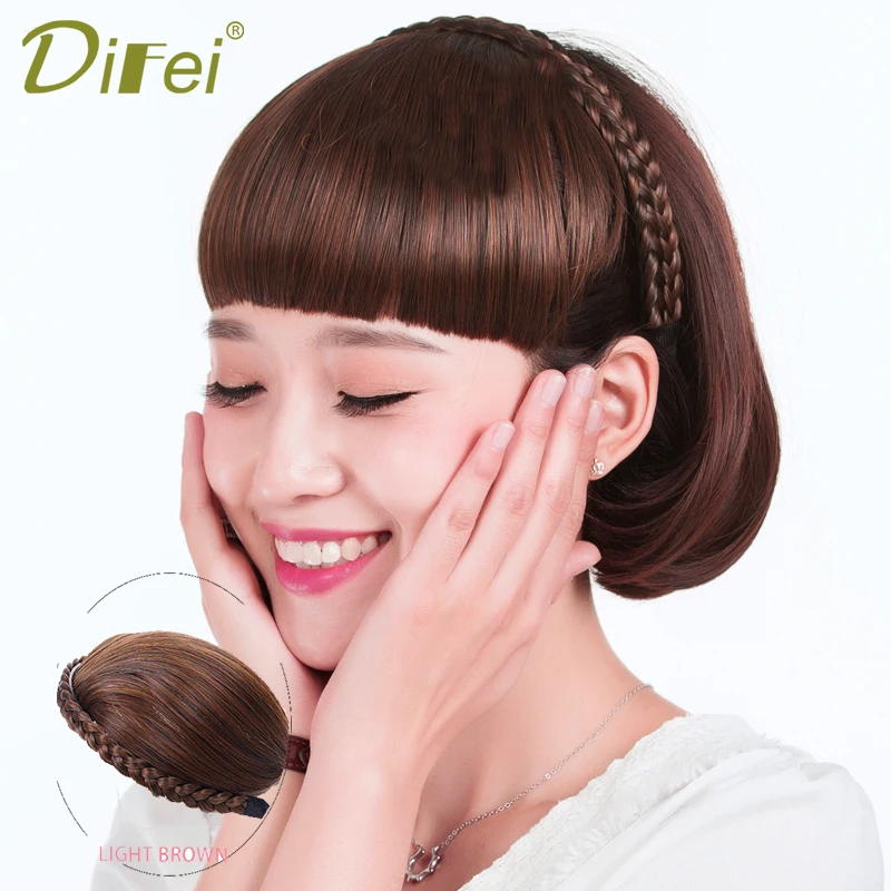 DIFEI Pure Color Fake Hair Bangs Front Neat Bang Extensions 6 Colors Available Synthetic Heat Resistant |