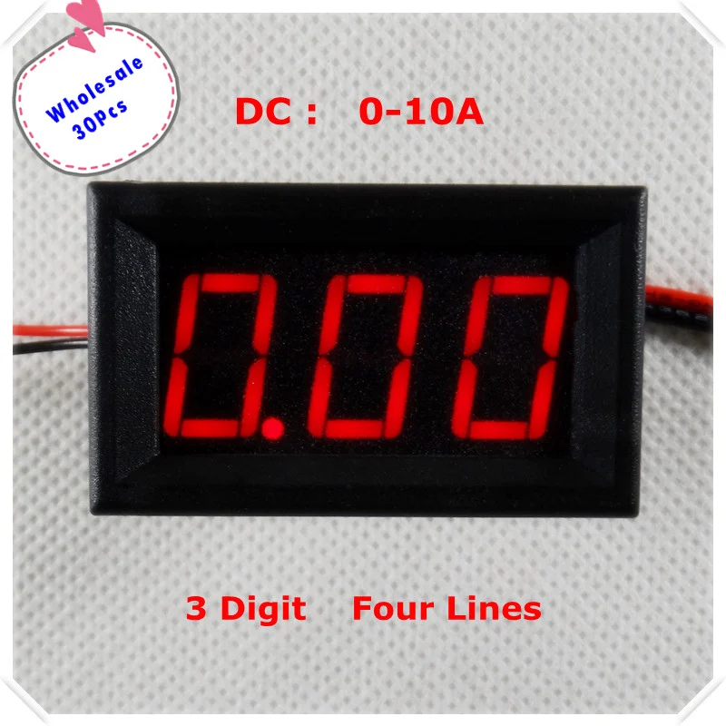 

0.56" Digital Ammeter AMP DC 0-10A 4wires 3 bit Current Panel Meter led display 3 Colors [ 40 pieces / lot ]