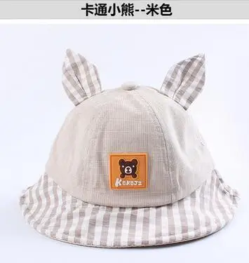 Детская изогнутая шляпа с кроликом, весенний солнцезащитный козырек для мальчиков, детский мультяшный медведь Рыбацкая шляпа, летняя Солнцезащитная шляпа - Цвет: Khaki