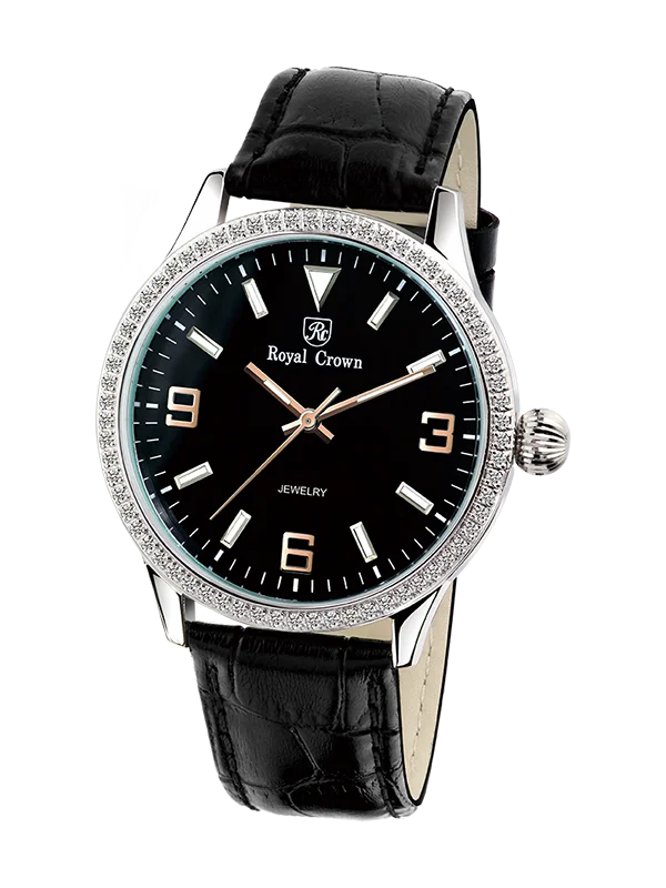 

Royal Crown Bauhaus watch 6424M Italy brand Diamond Japan MIYOTA design Belt male form Ultra-thin waterproof Quar