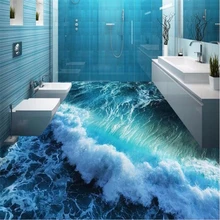 Custom 3 d personality summer waves painted floor to super green 3 d on the bathroom floor bedroom wall paper on the ground beibehang custom 3d flooring waves painted floor super green on the bathroom floor wall papers home decor 3d wallpaper flooring
