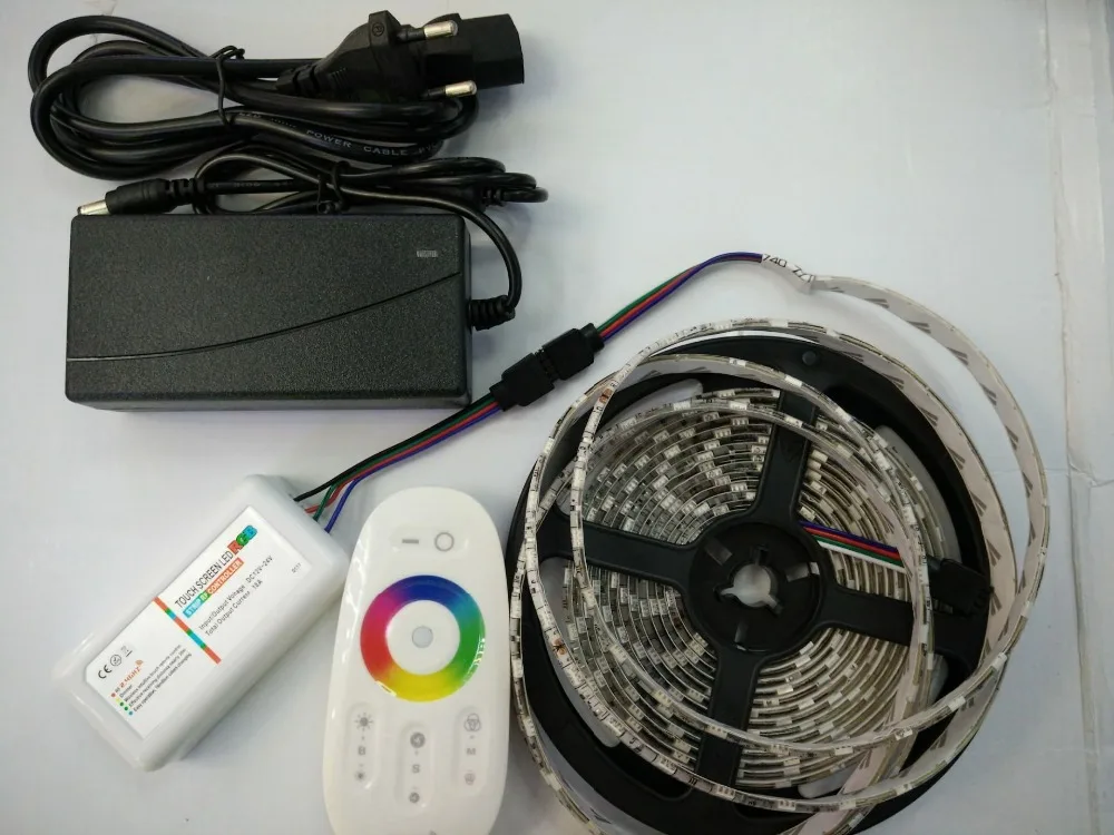 

2.4G RGB led controller +5050 RGB 60L/m, 5m 300L led strip waterproof DC12V flexible led bar light+12V 5A adapter RGB LED kit