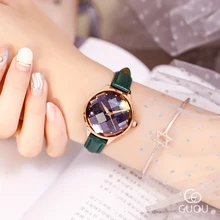GUOU Mulheres De Ouro de Luxo Relógios de Quartzo Pulseira De Couro Fino 12mm Micro Pave CZ Ladies Relógios de Pulso Relógio Feminino À Prova D’ Água 66620 P