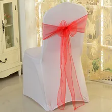 Украшение для свадебной вечеринки, 50 шт./партия, 16*275 см, красный/белый/розовый, 20 цветов, лента на стул из органзы, банкетная церемония, вечерние вечеринки