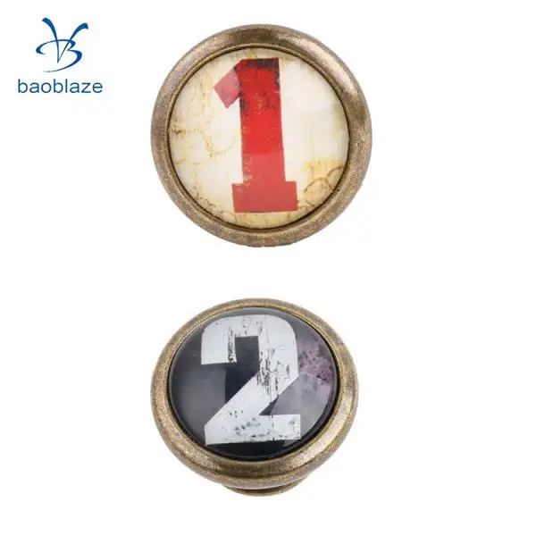 2 Pieces Vintage Retro Cabinet Door Cupboard Bin Handle Pulls Knob Furniture Hardware - Numbers Pattern