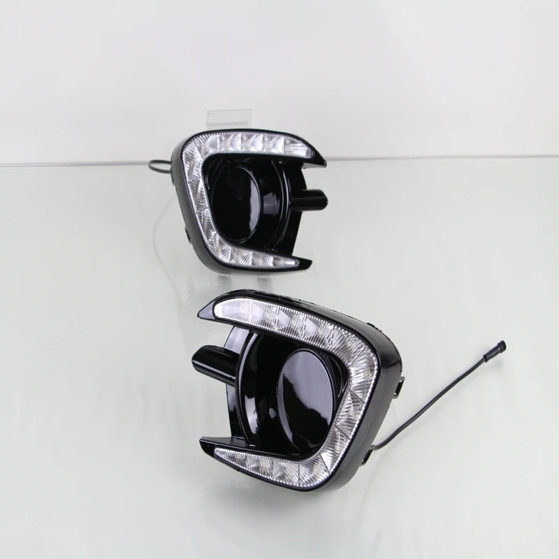 

1 Set White LED DRL Daytime Running Lights Lamps Driving Fog Lights Gloss Black for Mitsubishi Pajero Sport 2013-2015