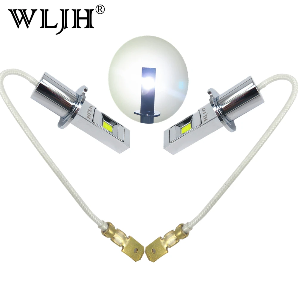 WLJH 2x White H3 LED Bulbs High Bright Auto Car Truck Van Fog Light Driving Daytime