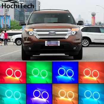 for Ford Explorer 2011 2012 2013 2014 2015 2016 RGB LED headlight rings halo angel demon eyes with remote controller