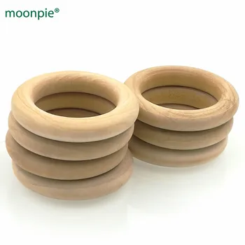 

DIY Wooden Ring 56mm Teething Ring round Natural Wood Beads toys for baby smooth 2.2 inch 20pcs WC021