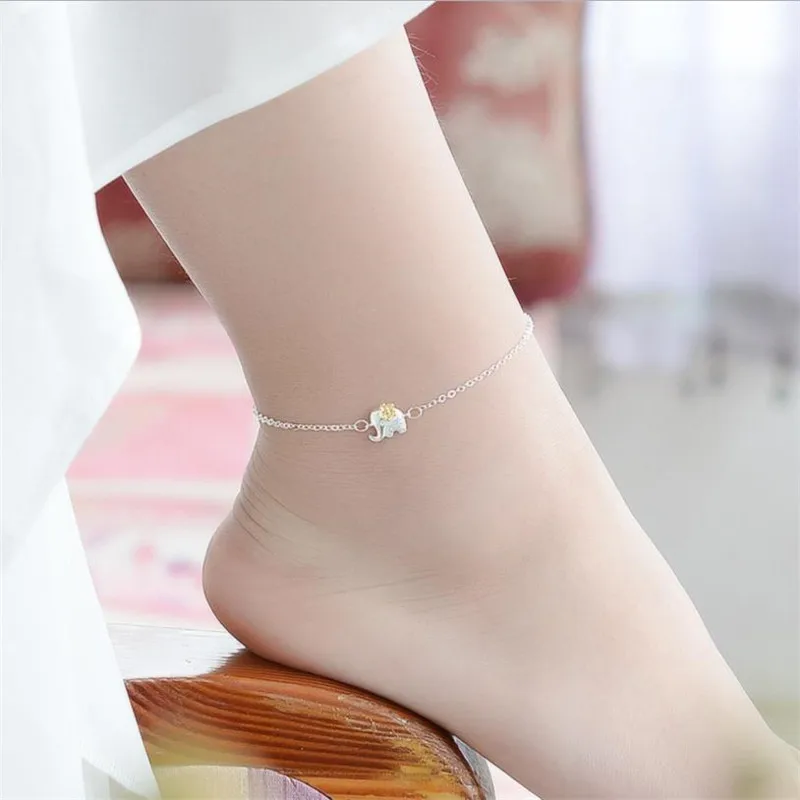 Cute Ethnic Elephant Women Bracelets Jewelry Fashion Girl Silver 925 Anklets Accessories For Lady Female Party Bijou