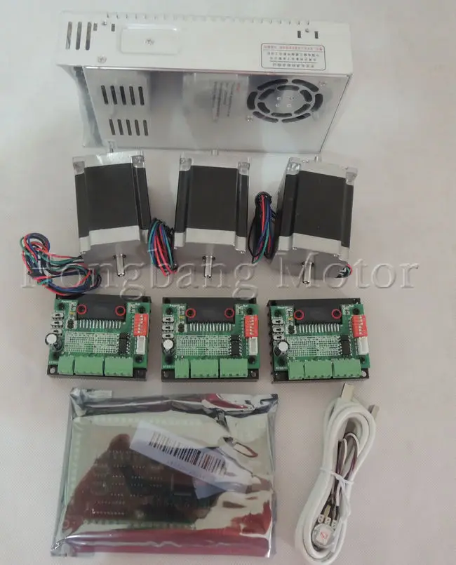 

Mach3 USB CNC Router Kit 3 Axis, 3pcs stepper motor driver + mach3 USB interface board + 3pcs nema23 stepper motor +power supply