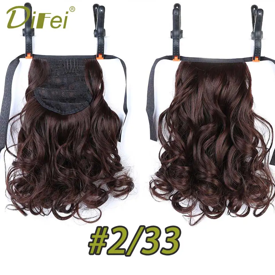 DIFEI Short Clip In Drawstring Curly Ponytail Hair Pieces Heat Resistant Synthetic Fake Hair Tail Horse Tress Short Hair