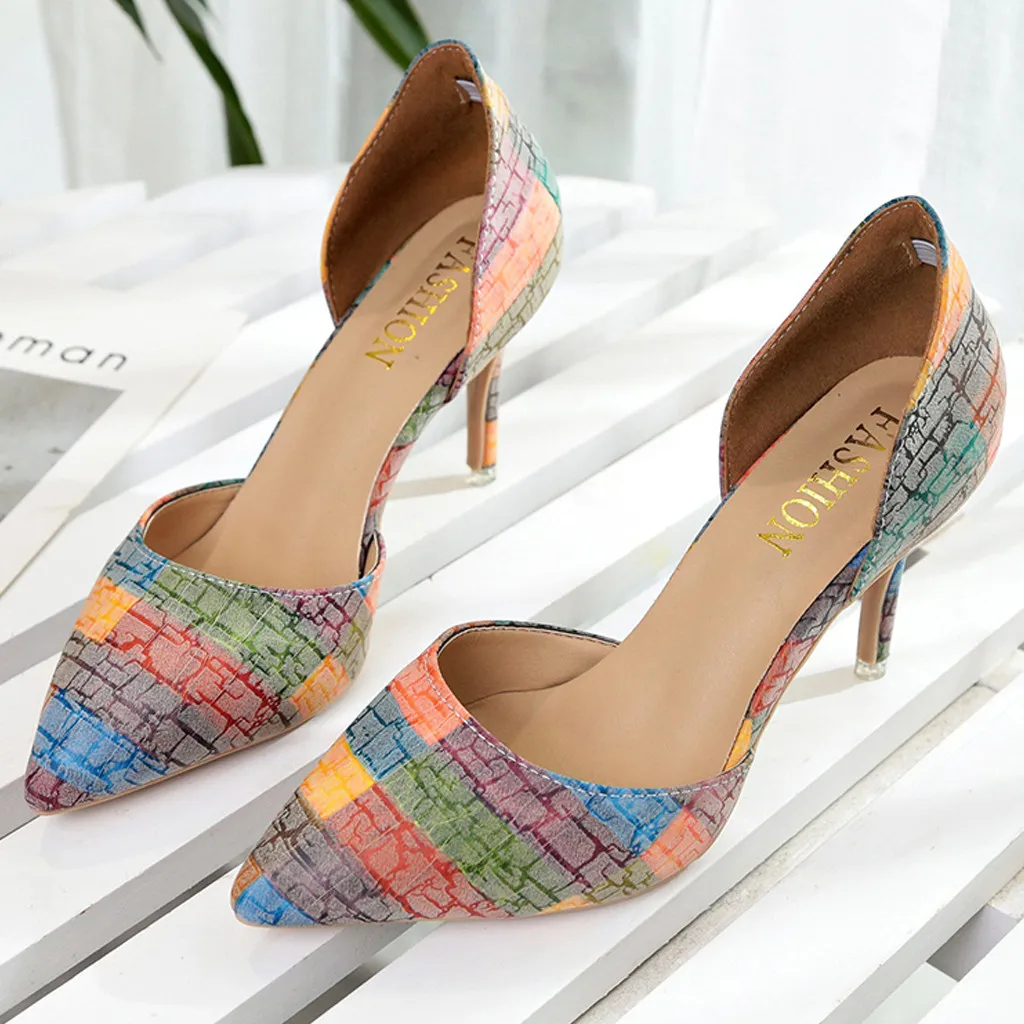 

Women's High Heel Stiletto Fashion Printed Sandals Pointed Casual Ladies' Sandal zapatos de mujer #20190227