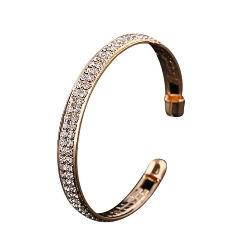 Fashion Bracelets for women luxury brand Gold Crystal Rhinestone Open Bangle Cuff Bracelet Jewelry Armbanden Voor Vrouwen M16 (1)