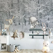 Beibehang пользовательские обои детская комната зима снег сцена мультфильм животных мир ТВ фон обои фрески 3d обои
