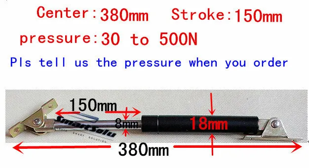 

free shipping 50 to 300N force 380mm central distance,150mm stroke, pneumatic Auto Gas Spring, Lift Prop Gas Spring Damper