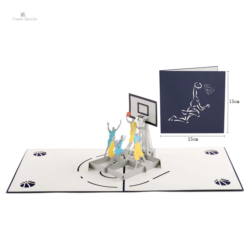 

Dunk Pop up Birthday Card for Men Boys 3D Laser Cut Christmas Card with Envelopes Graduation Greeting Card