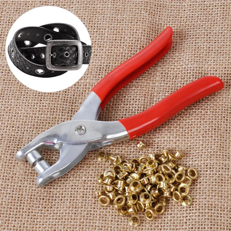 

New Grommet Rivets Eyelet Setting Pliers + 100pcs Eyelet for Shoes Leather Belt