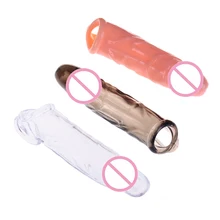 Extend Condom Reusable Penis Delay Impotence Contraceptive Extension G Point Soft Silicone Dildo Sleeve Sex Toys For Men