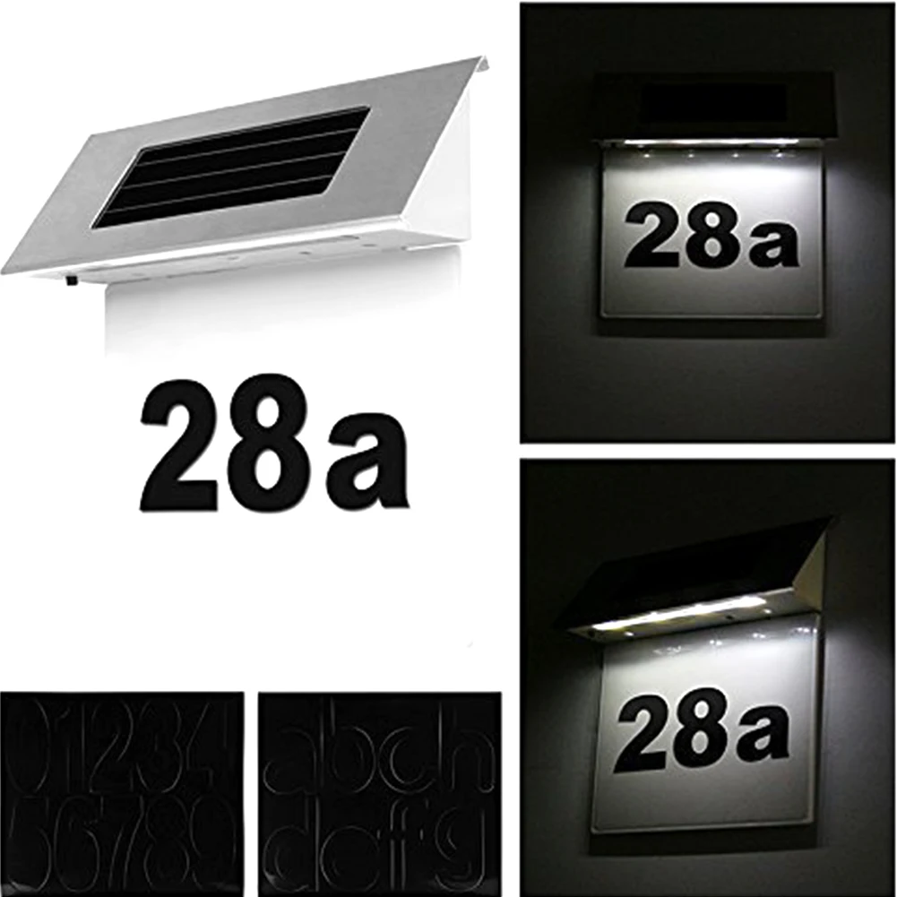 

4LED Solar House Doorplate Number Powerful Outdoor Stainless Steel Eco Friendly Security Durable Billboard Light Anticorrosion